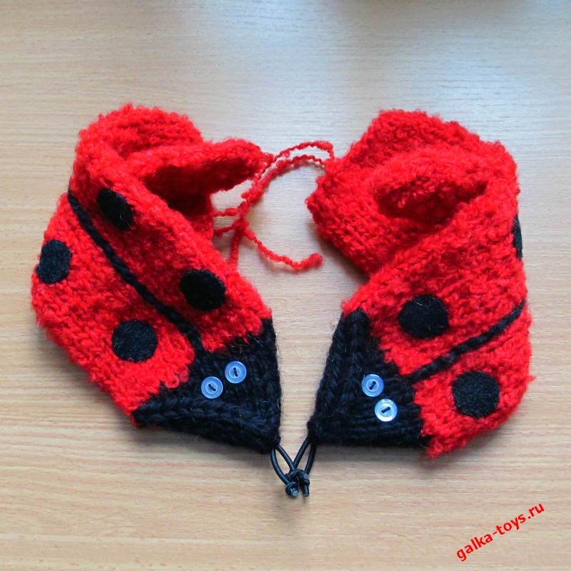 Женские рукавицы красная божья коровка символ удачи — изображение 4