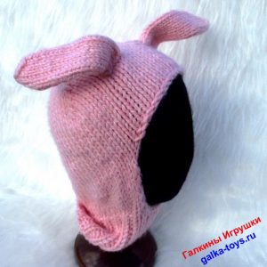 Шапка - шлем Зайчик розовый