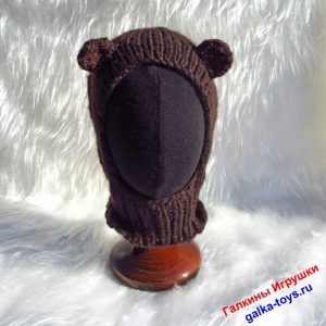 Зимняя шапка шлем для мальчика Мишка