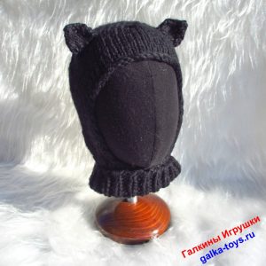 Зимняя шапка шлем для девочки Кошечка