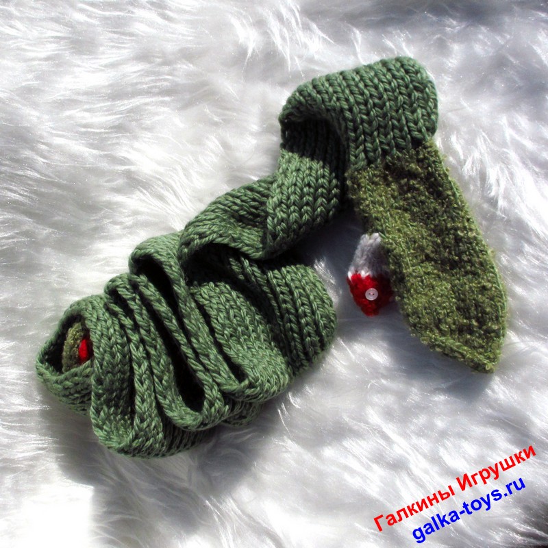 Зеленый теплый женский шарф с варежками Мухоморы взрослые непотеряшки — изображение 6