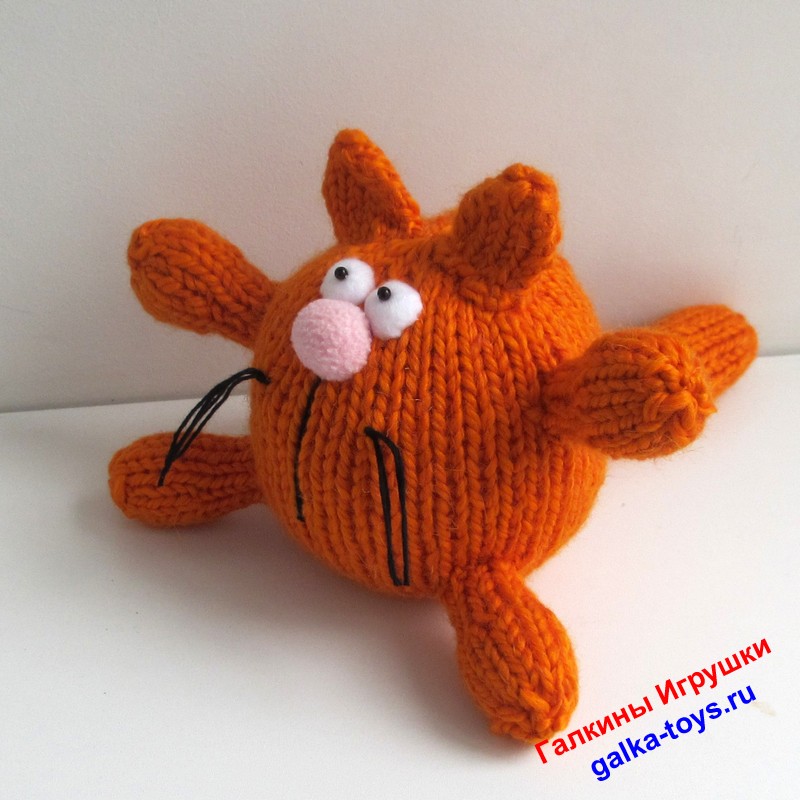 Круглый рыжий кот. Игрушка мягкая вязаная. — изображение 3