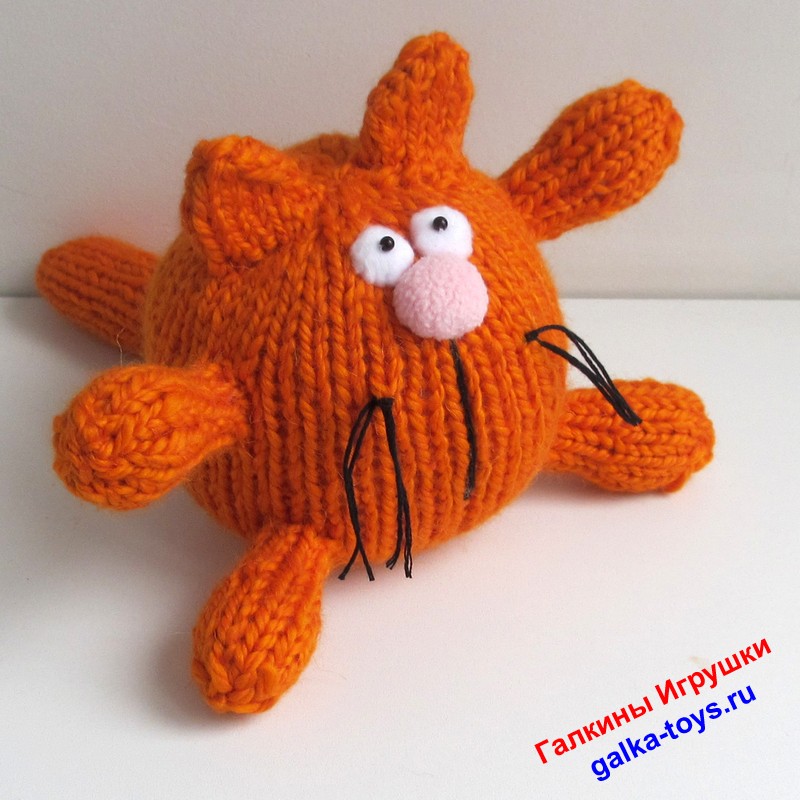 Круглый рыжий кот. Игрушка мягкая вязаная. — изображение 4