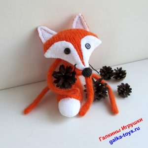 Вязаная Лиса Лисичка игрушка мягкая