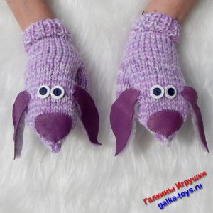 Варежки собаки. Женские варежки спицами