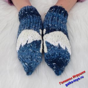 Варежки спицами с вышивкой Ангельские крылья