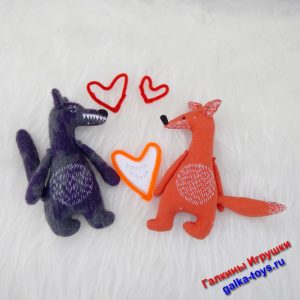 Лиса и серый волк Игрушки handmade