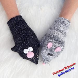 Женские варежки спицами давай играть в кошки мышки