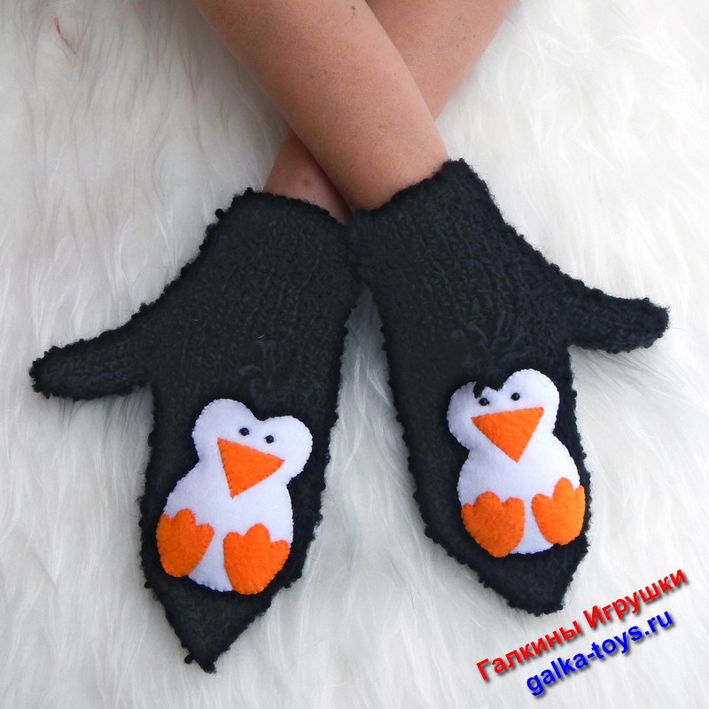 Женские вязаные варежки — изображение 6