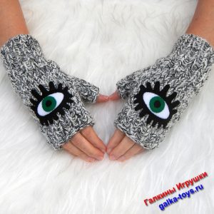 Митенки вязаные с глазками