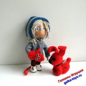 Варежка мультик про собаку и девочку - авторская кукла крючком