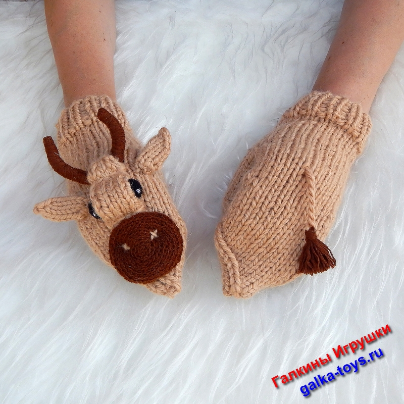 рукавицы вязаные спицами