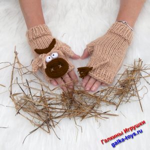 Варежки митенки спицами. Варежки без пальцев