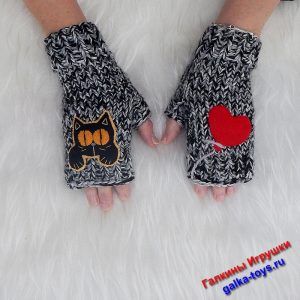 Митенки варежки кот влюбленный