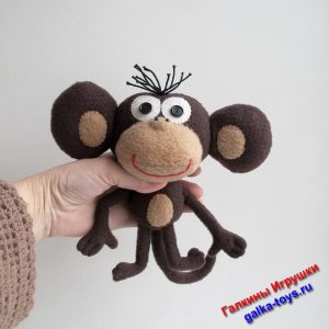 Мягкая игрушка обезьяна Яна из зебры в клеточку