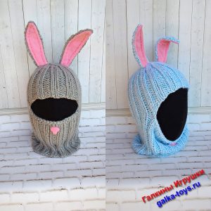 Вязаная балаклава с ушками зайца