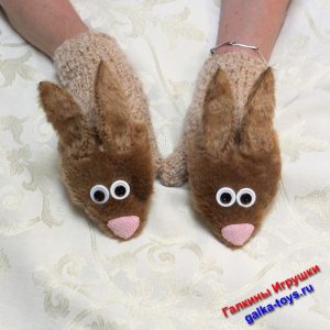 Рукавички вязаные Смешные зайчики