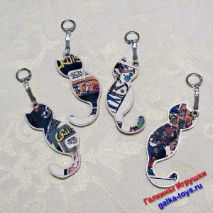 Кошка брелок из кожи для ключей