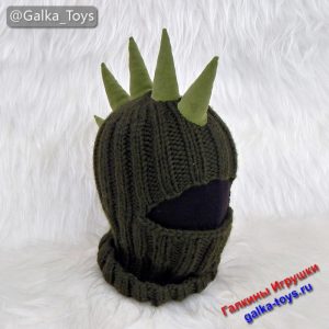 Вязаная шапка балаклава зеленый китайский дракон