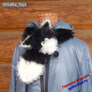 Шарф вязаный спицами чернобурая лиса — стильный зимний аксессуар