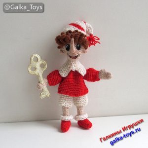 Каркасная кукла - игрушка мультяшный Буратино вязаный крючком