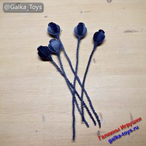 Коробочка мака - объемные цветы из джинсовой ткани