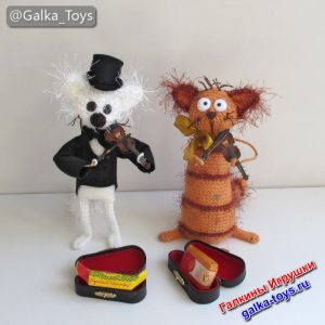 Котики музыканты: Белый скрипач и Рыжий полосатый кот – стильный дуэт!