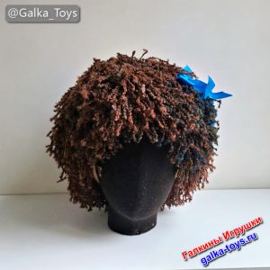 Коричневая вязаная крючком женская шапка парик из буклированной пряжи