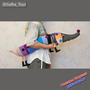 Авторская мягкая игрушка подушка Такса - яркая подушка ручной работы